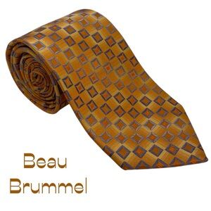 Beau Brummel Orange Silver Silk Necktie NWOT
